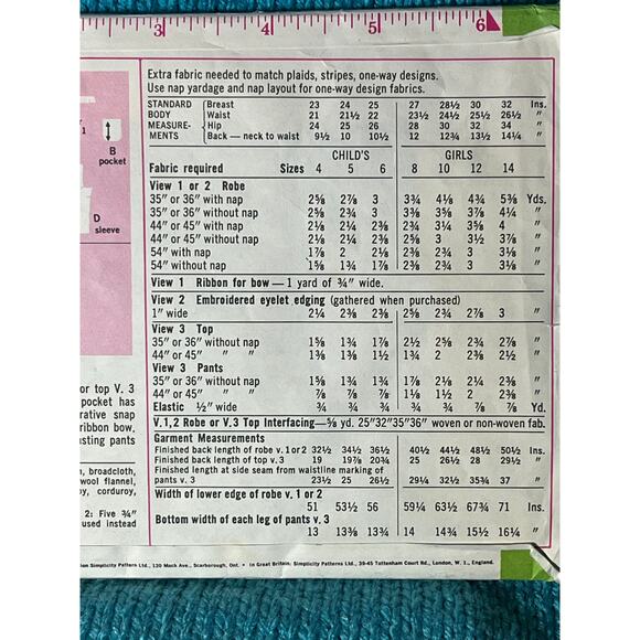 Simplicity 9688 pattern kids pajamas and robe size 14 - Picture 5 of 5
